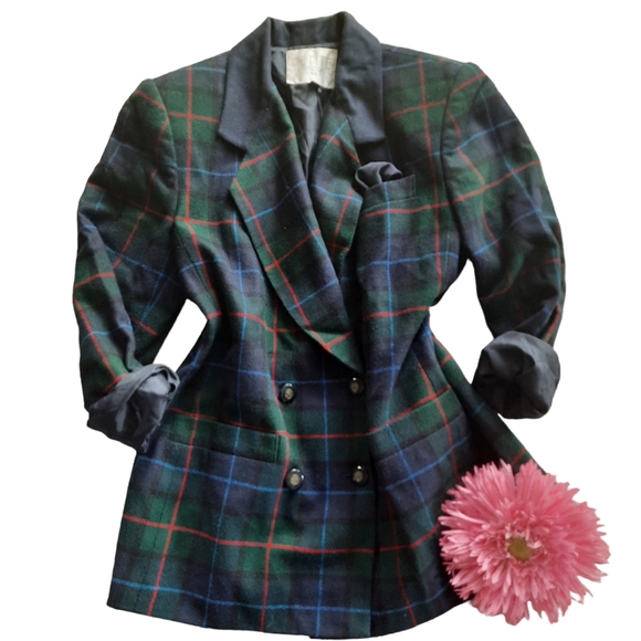 Vintage Jackets & Blazers - Vintage Sophisticate & Company Plaid Wool Blazer Jacket